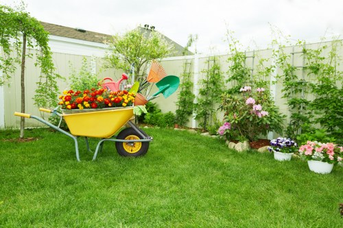 Professional patio cleaning treatment on paving slabs in Tottenham